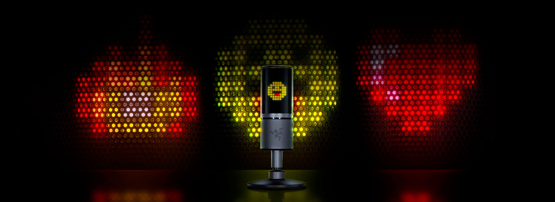 Микрофон с подсветкой. Razer Seiren emote. Микрофон рейзер ЭМОДЖИ. Рейзер микрофон РГБ. Микрофон с РГБ подсветкой.